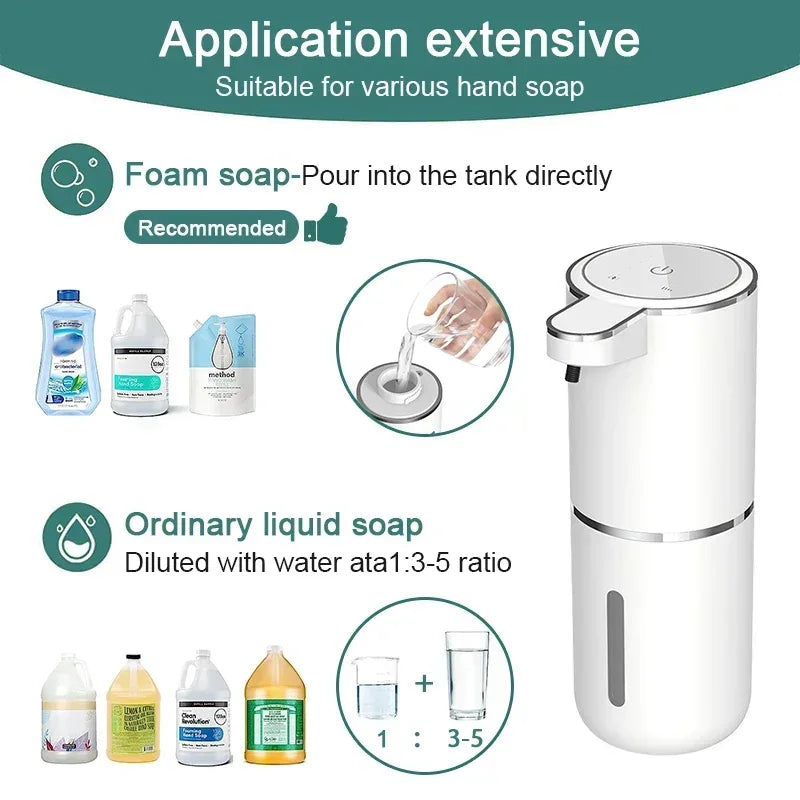 Automatic Soap Dispenser Liquid Foam Touchless Soap Dispenser 380ML USB Rechargeable 4 Level Adjustable Hand Sanitizer